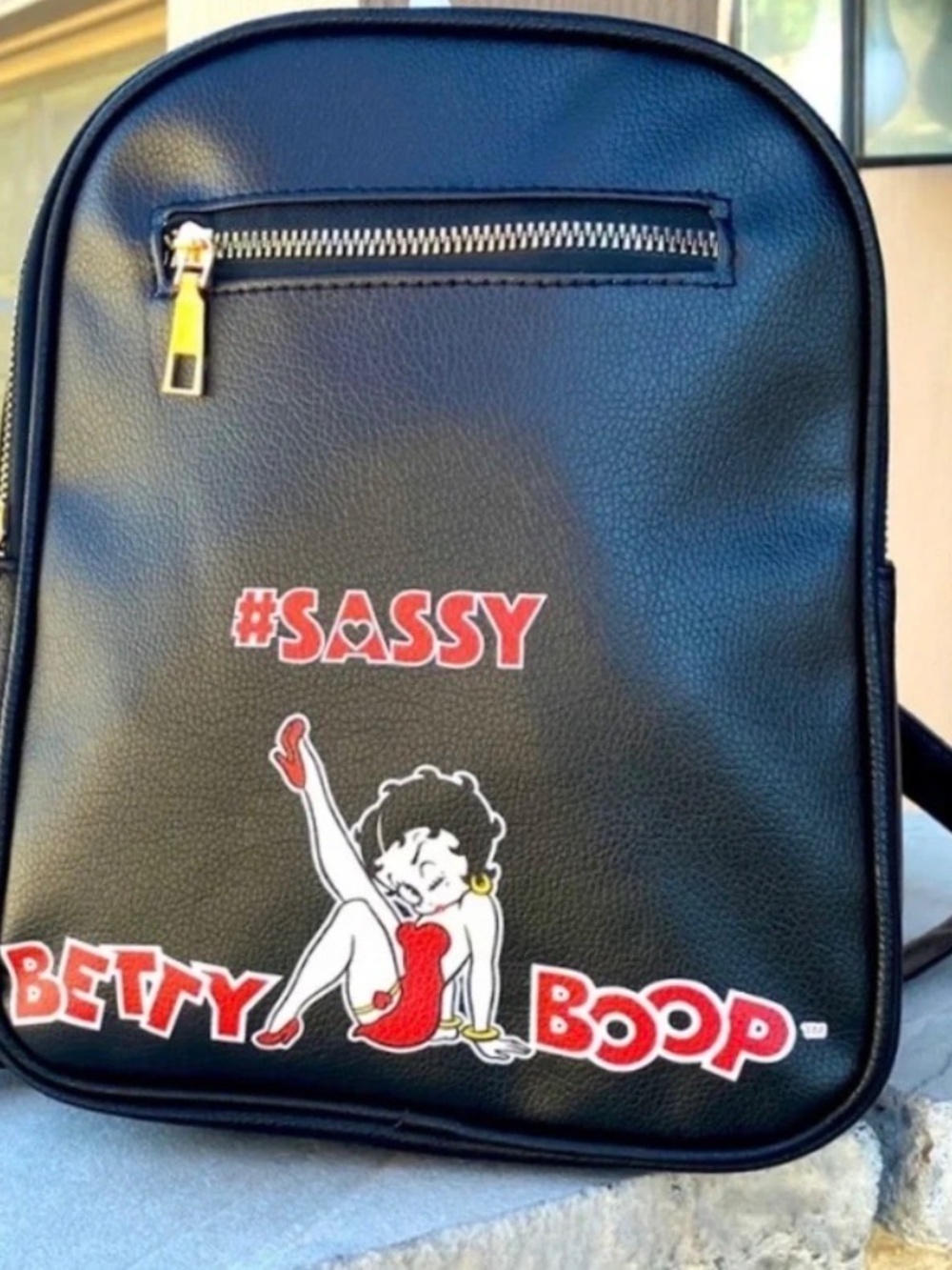 Betty Boop Black Mini Backpack with Red Accents